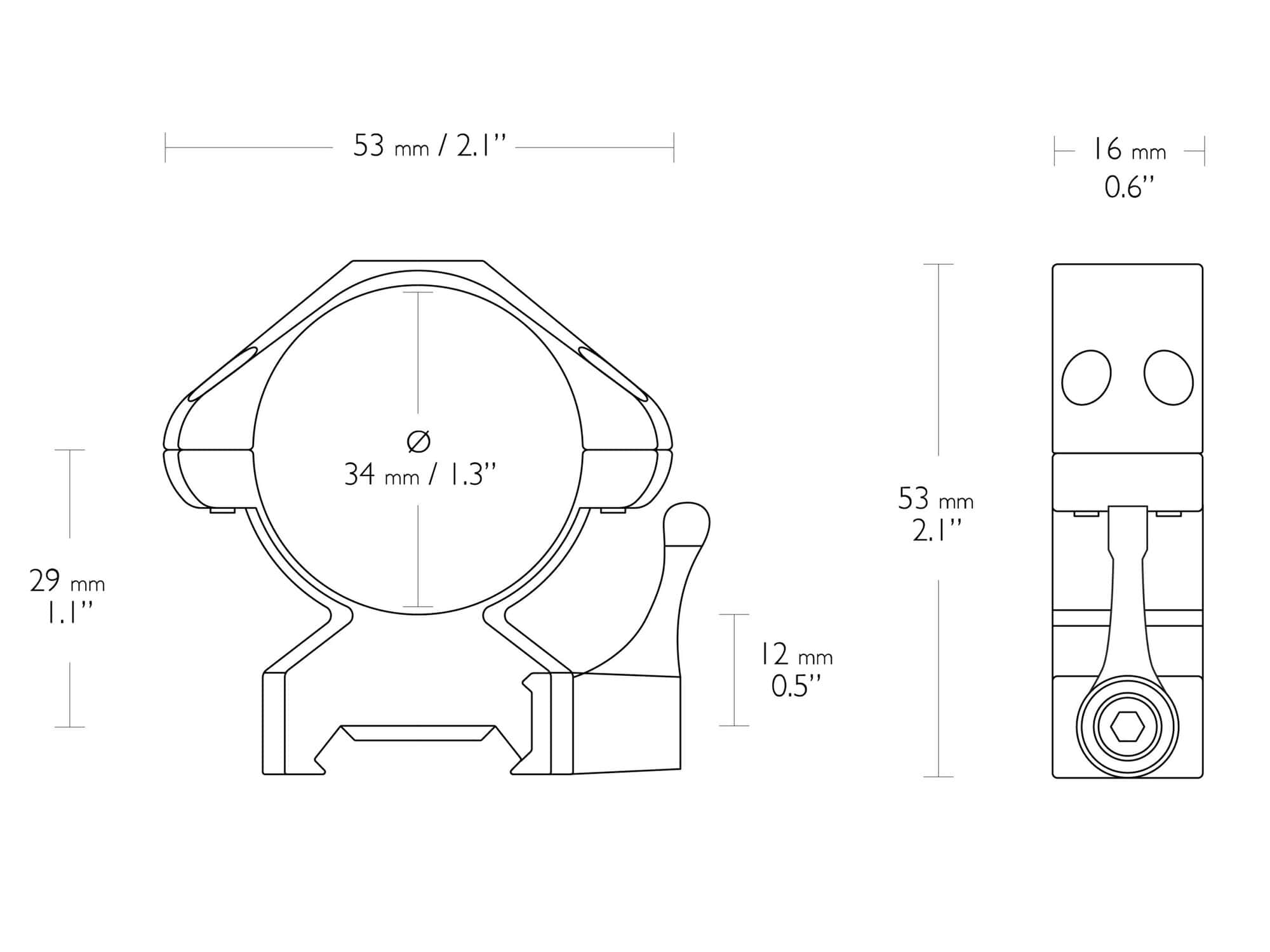 HAWKE Precision Steel Weaver (34mm/ 2pcs, páčka)