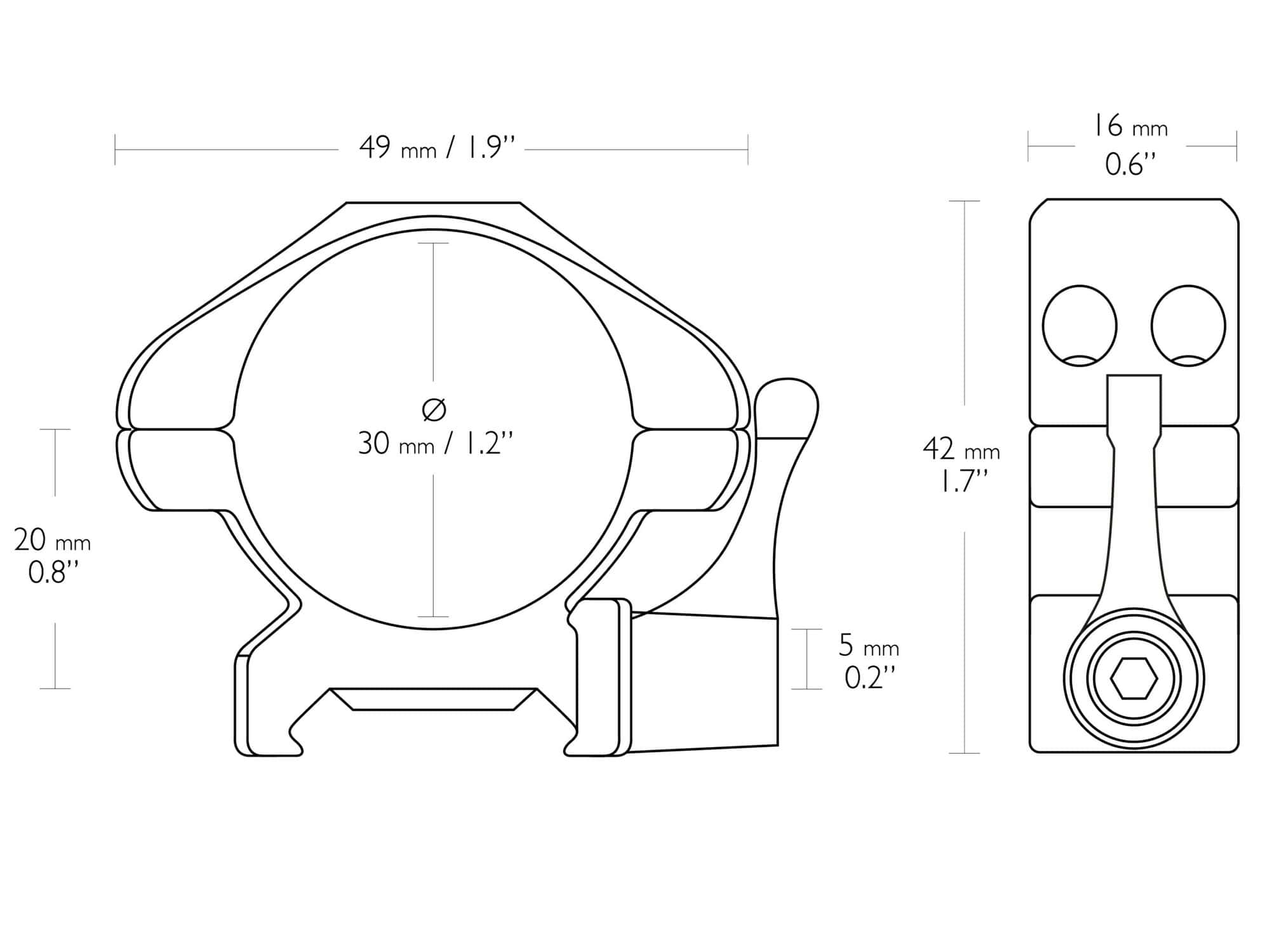 HAWKE Precision Steel Weaver 30mm/ 2pcs