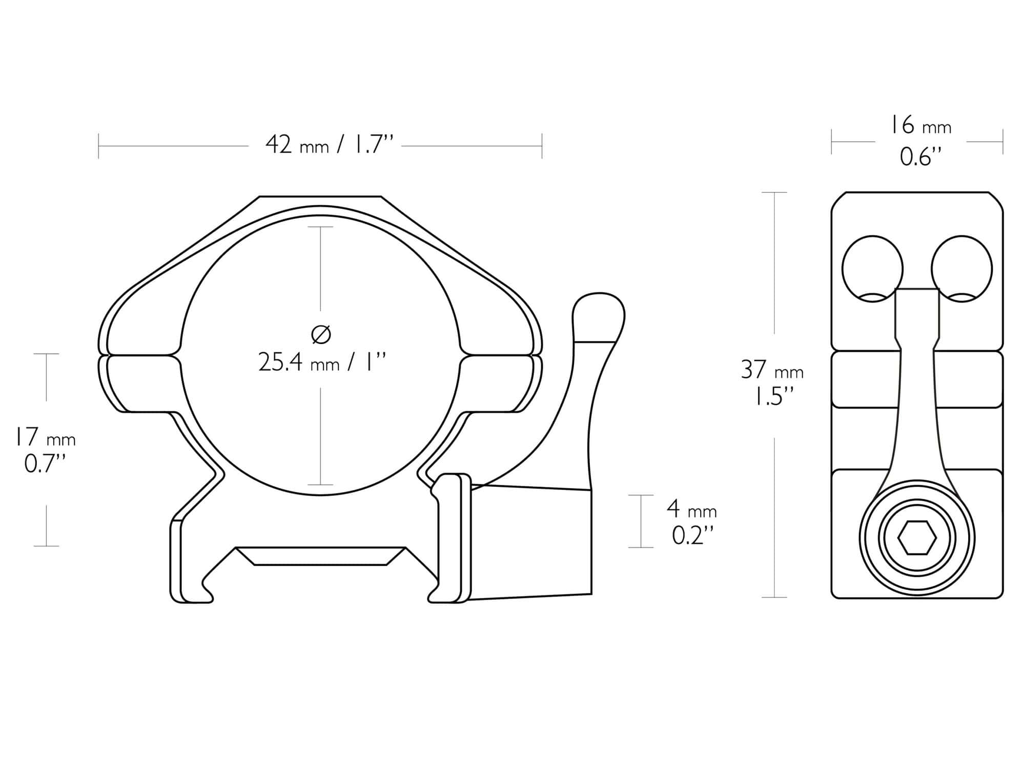 HAWKE Precision Steel Weaver (25,4 / 2pcs páčka)