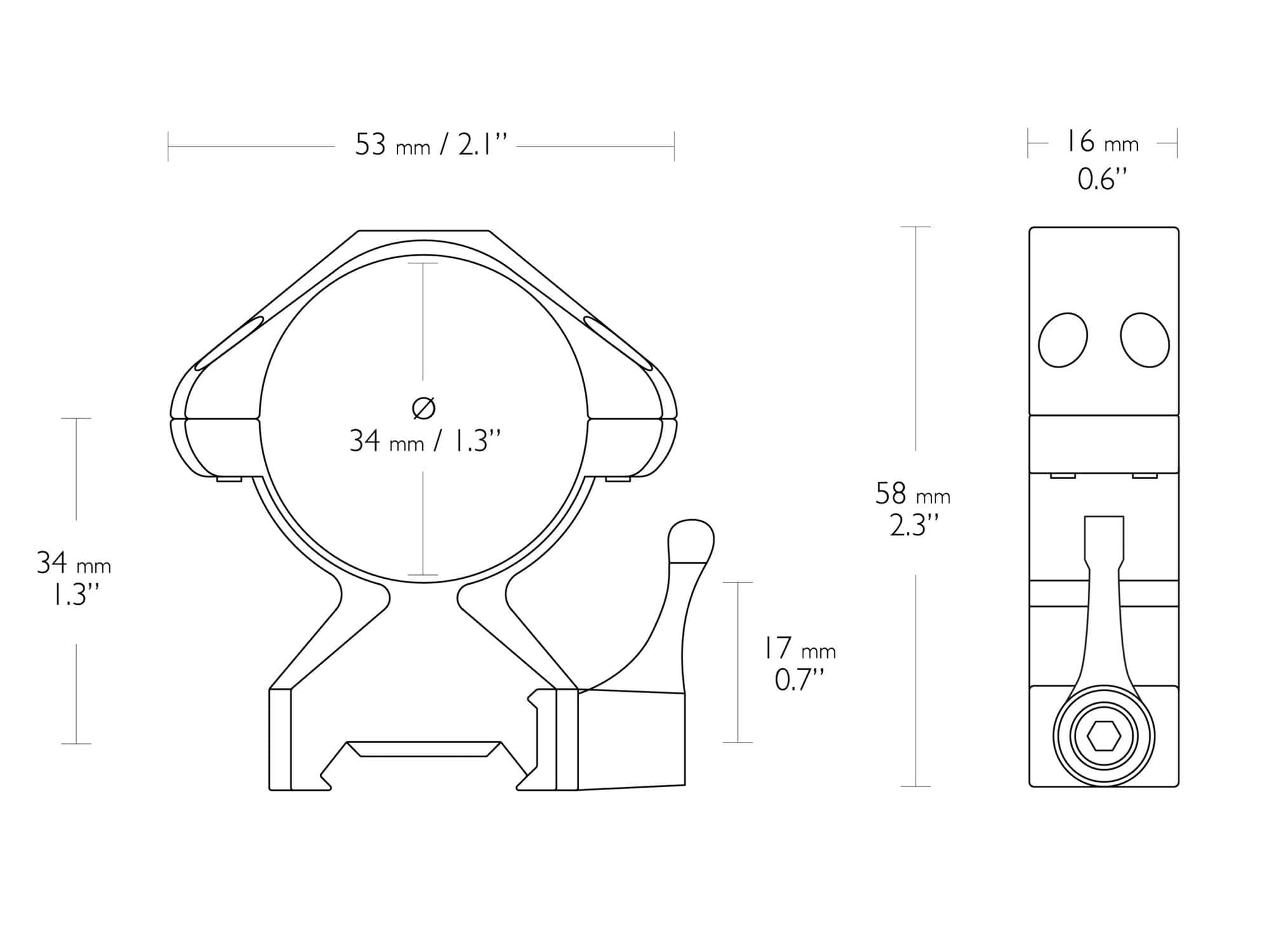 HAWKE Precision Steel Weaver (34mm/ 2pcs, páčka)