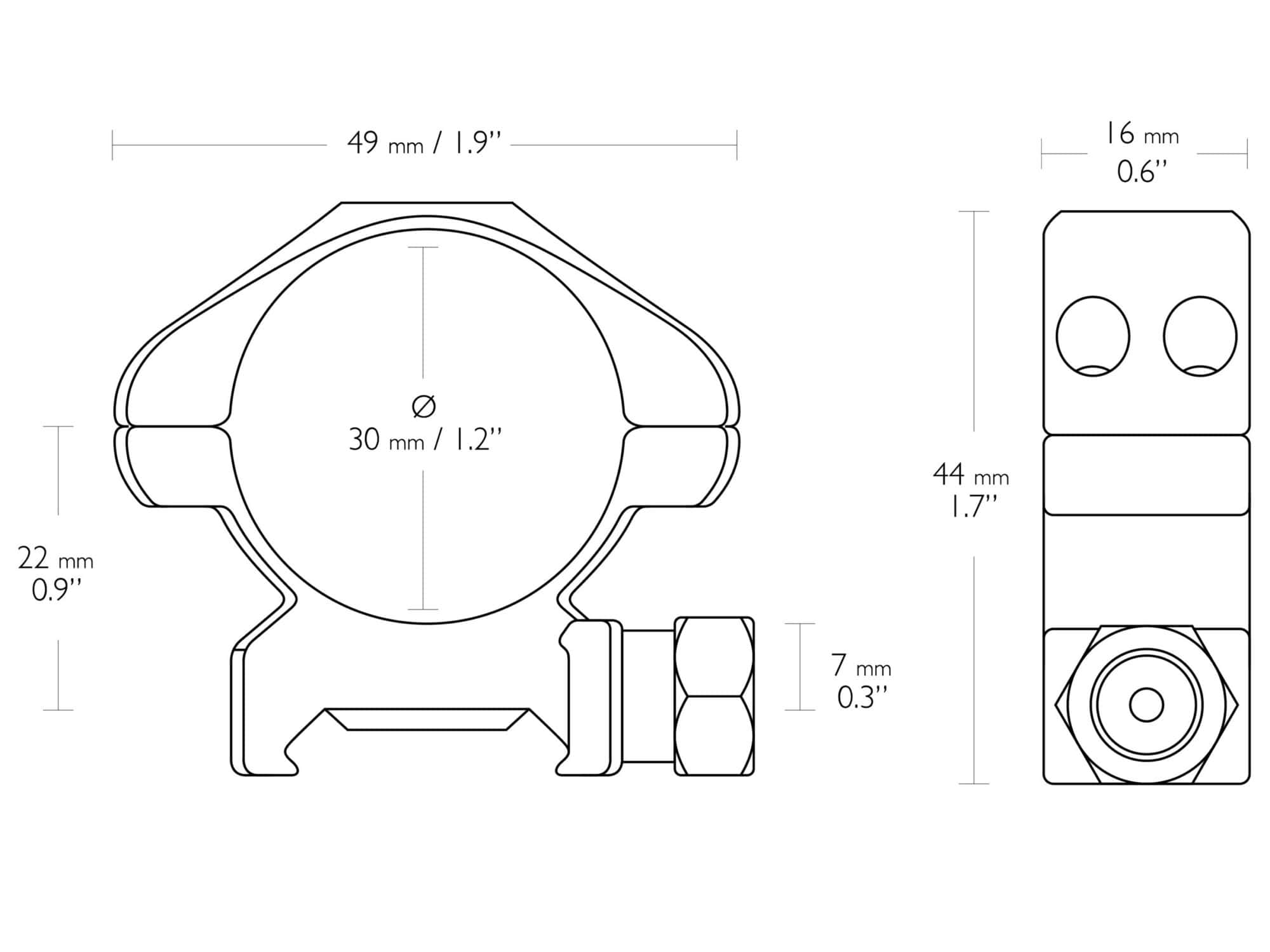 HAWKE Precision Steel Weaver 30mm/ 2pcs (maticový model)