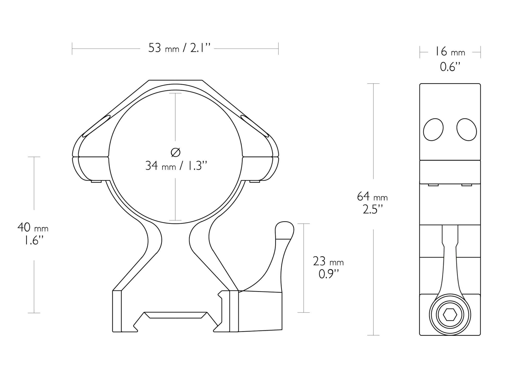 HAWKE Precision Steel Weaver (34mm/ 2pcs, páčka)