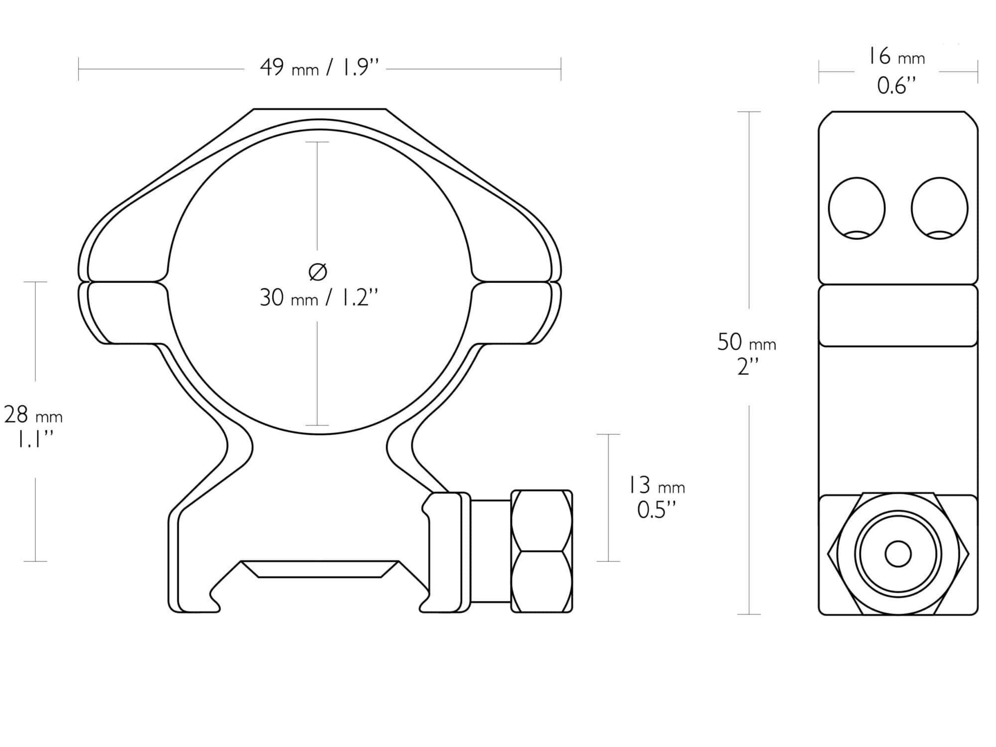 HAWKE Precision Steel Weaver 30mm/ 2pcs (maticový model)