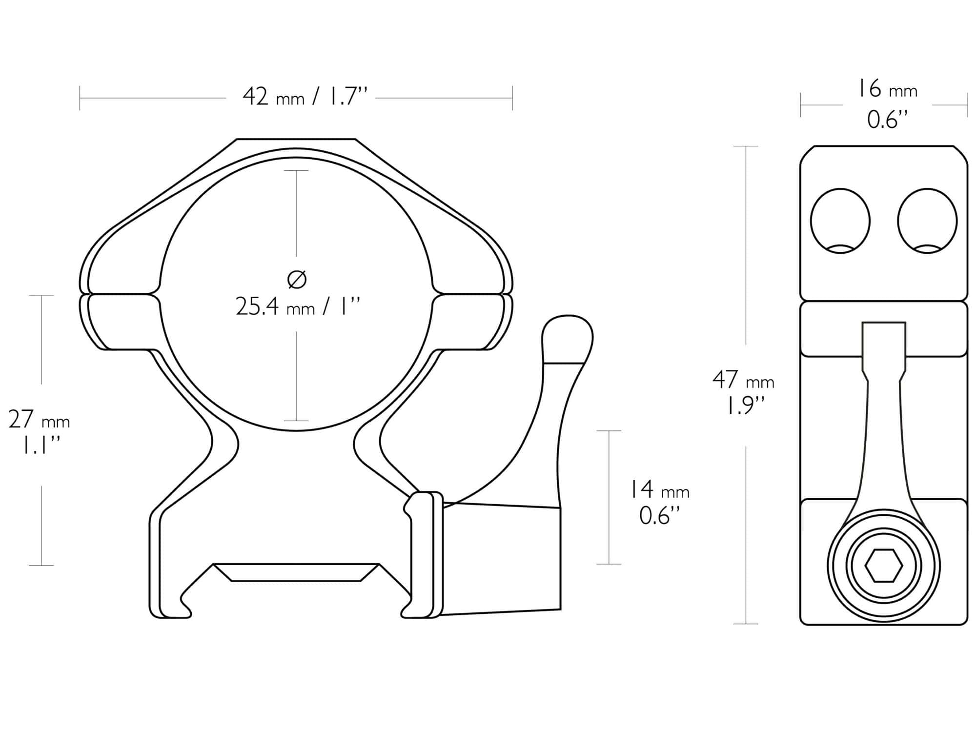 HAWKE Precision Steel Weaver (25,4 / 2pcs páčka)