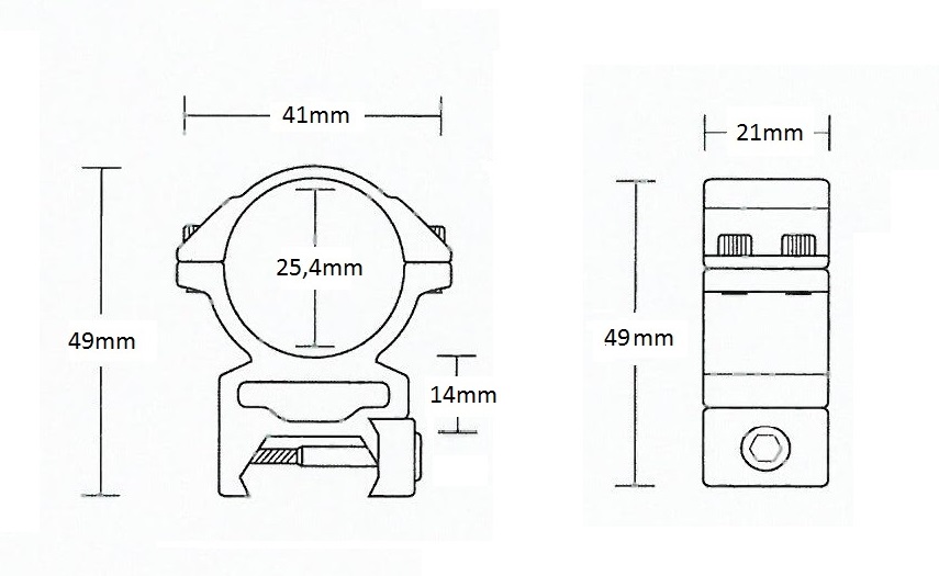 HAWKE Match Mount Weaver /2pc double screw/ 25,4